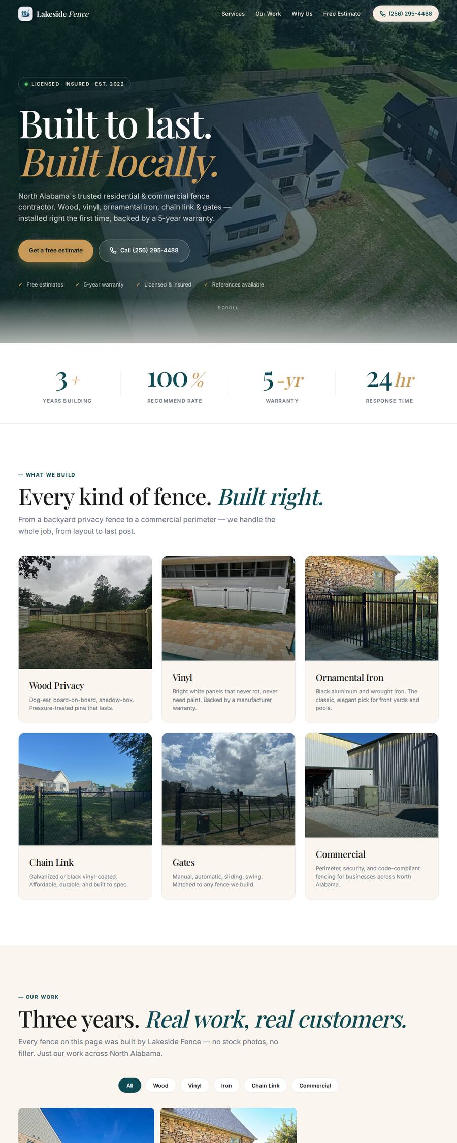 Homepage of Lakeside Fence LLC