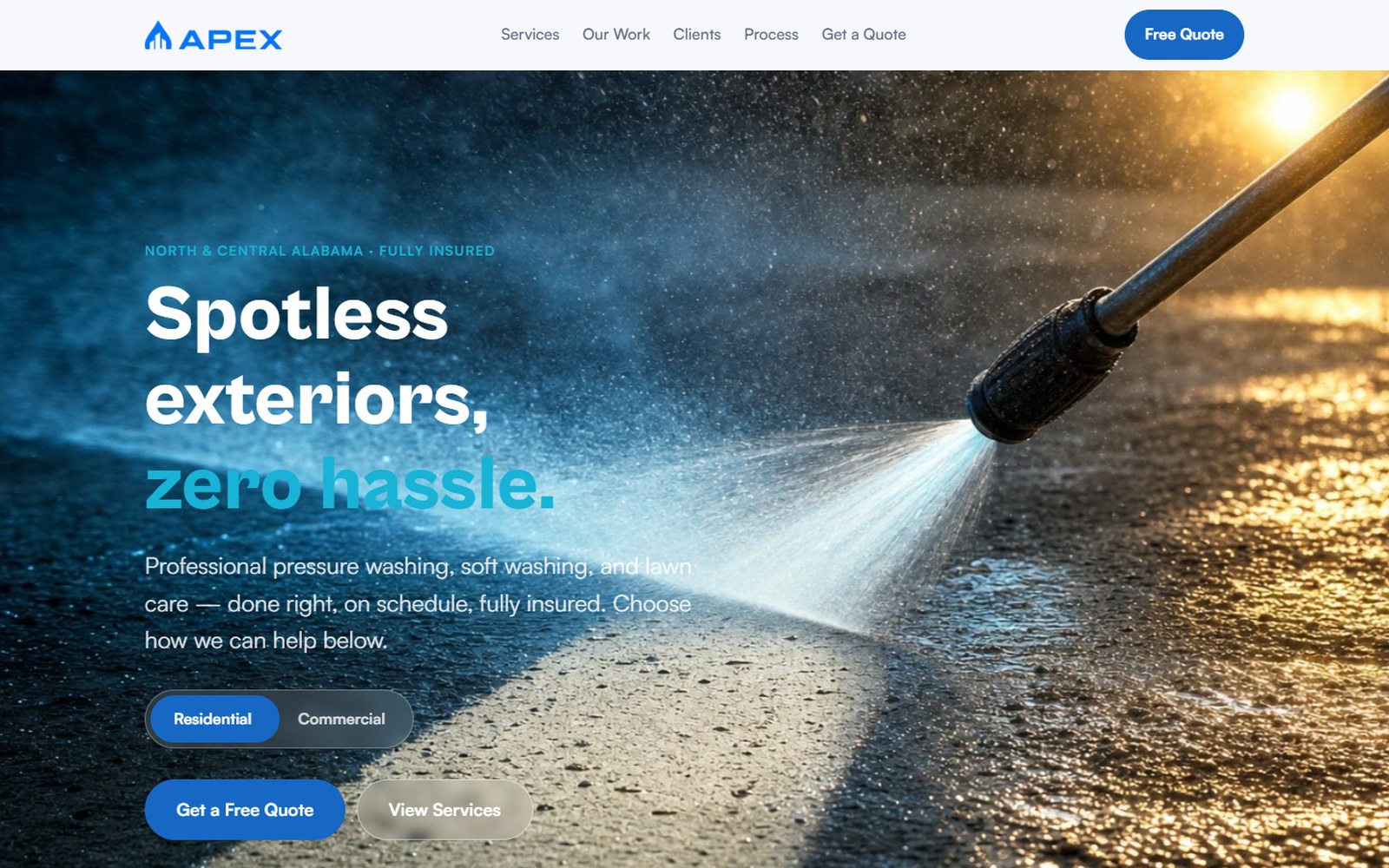 Apex Property Exterior Services website built by Toolbelt Web