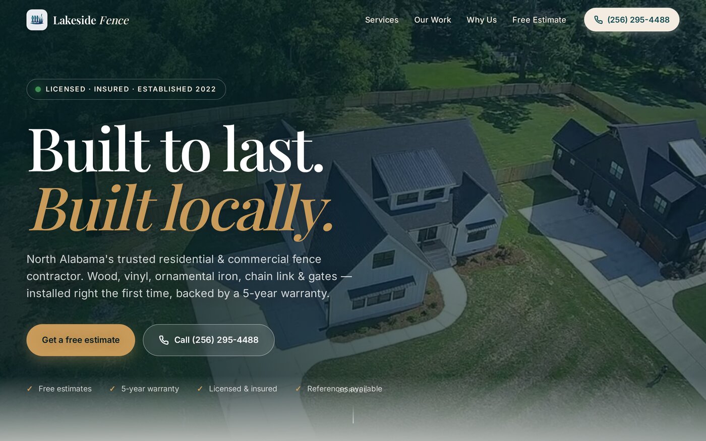Lakeside Fence LLC website — built by Toolbelt Web